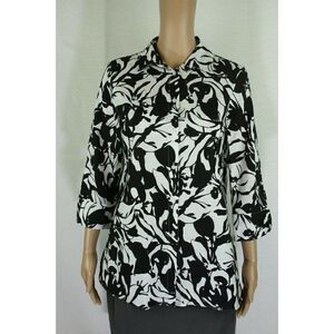 East 5th Womens Top Button Down Floral 3/4 Sleeve Cotton S